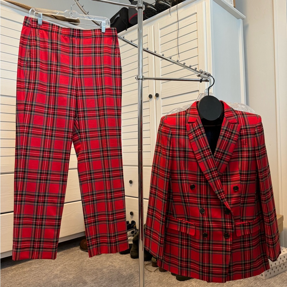 J. Crew Red Plaid Blazer and Suit Jacket - Picture 2 of 3